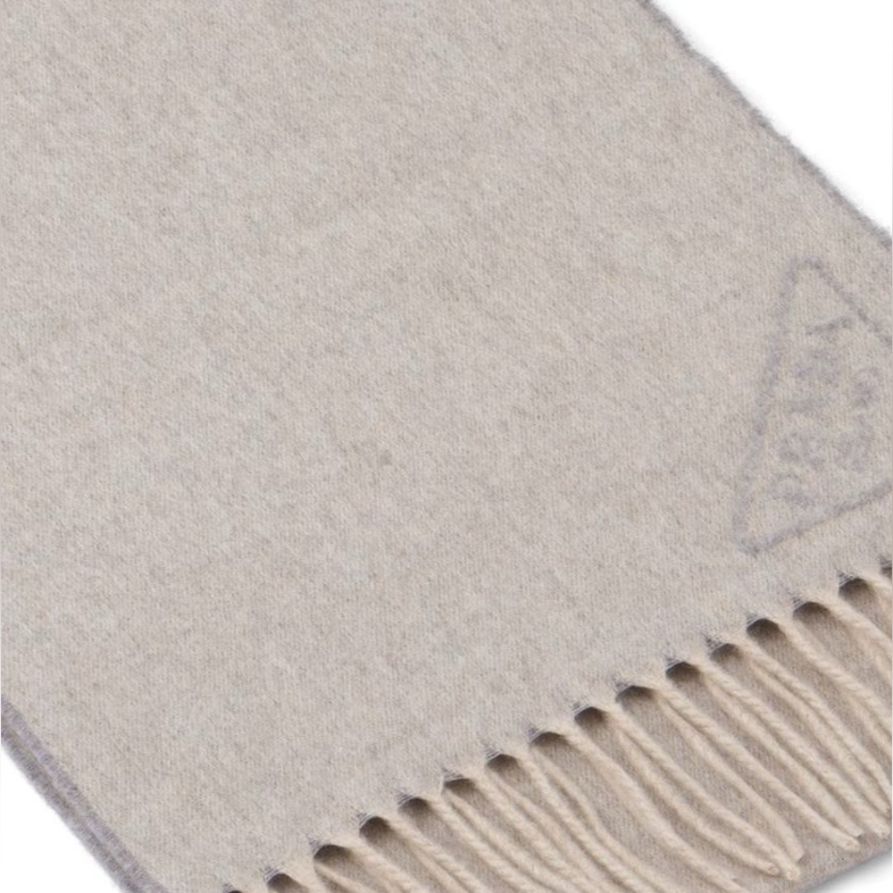 PRADA***100% Cashmere Nude and Gray and Reversible Scarf w/ Fringe***$1820 - Picture 6 of 9